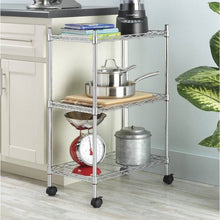 Load image into Gallery viewer, 3-Tier Metal Cart on Wheels for Kitchen Microwave Bathroom Garage
