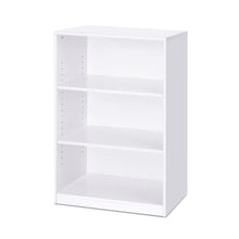 Load image into Gallery viewer, Modern 3-Shelf Bookcase in White Wood Finish

