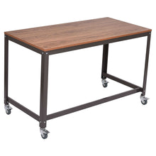 Load image into Gallery viewer, Industrial Modern Steel Frame Wood Top Computer Desk with Locking Wheels
