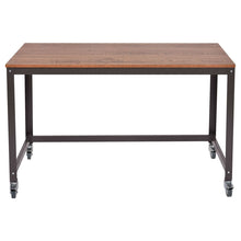 Load image into Gallery viewer, Industrial Modern Steel Frame Wood Top Computer Desk with Locking Wheels
