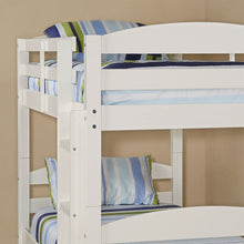 Load image into Gallery viewer, White Wood Twin over Twin Bunk Bed with Ladder and Guardrail
