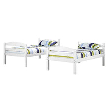Load image into Gallery viewer, White Wood Twin over Twin Bunk Bed with Ladder and Guardrail

