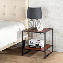 Load image into Gallery viewer, Modern Steel Frame End Table Nightstand in Brown
